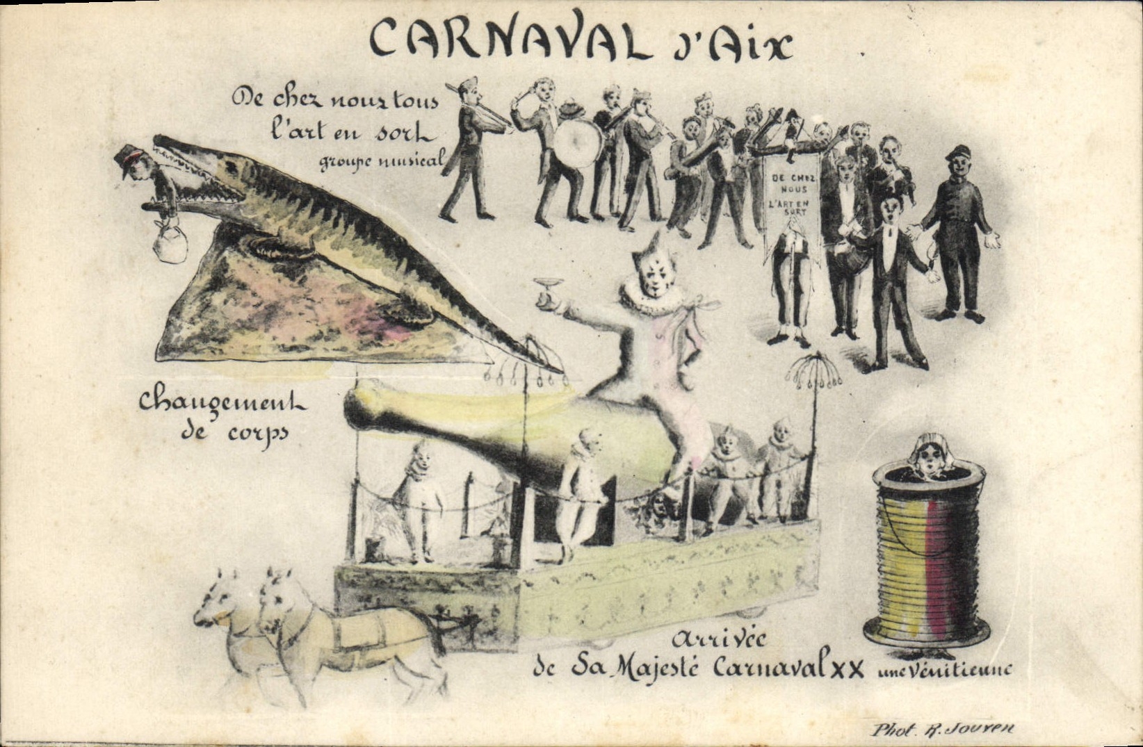Vintage Postcard Aix Carnival in Provence