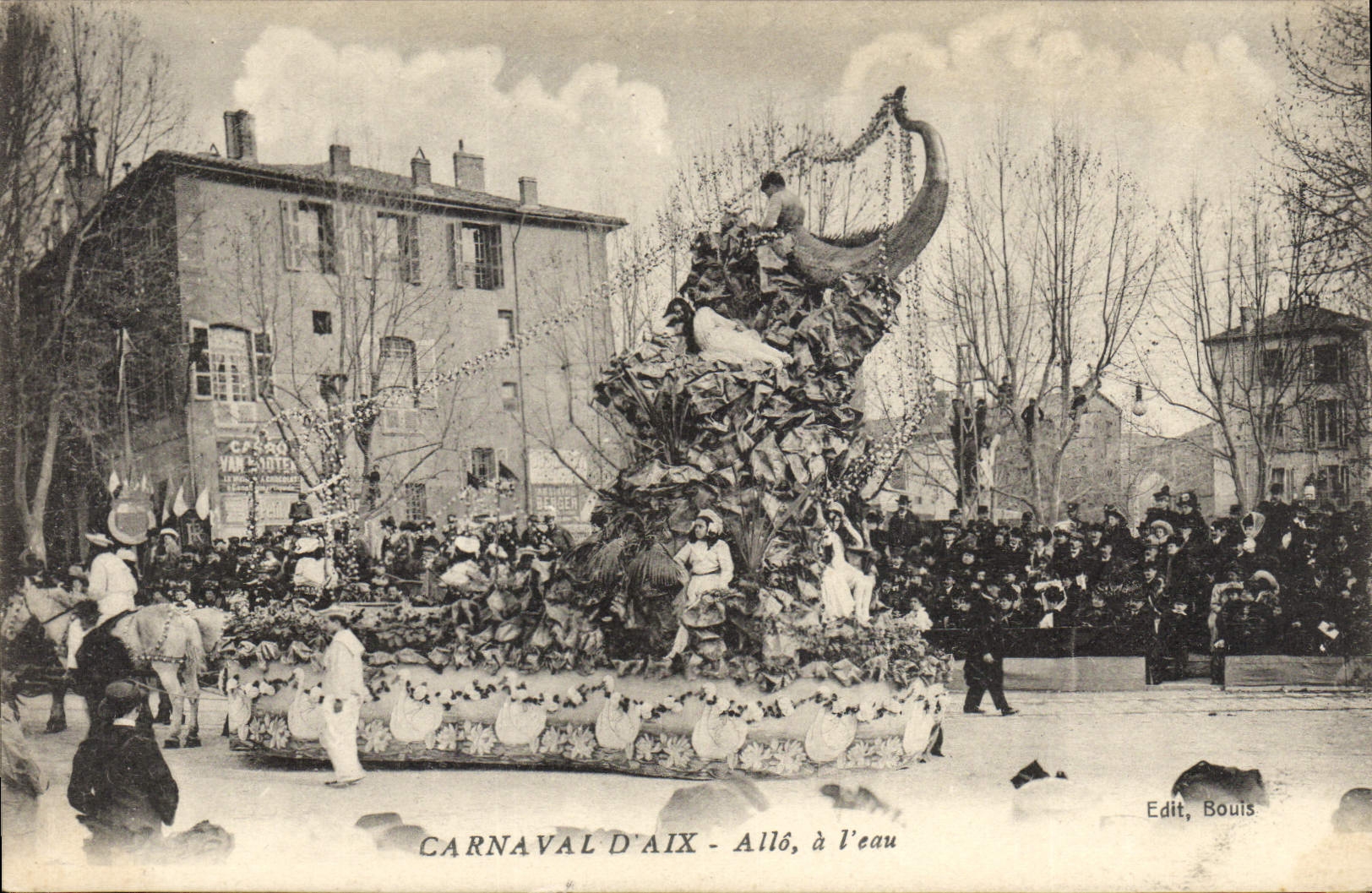 Vintage Postcard Carnaval of Aix Hello has water Aix in Provence