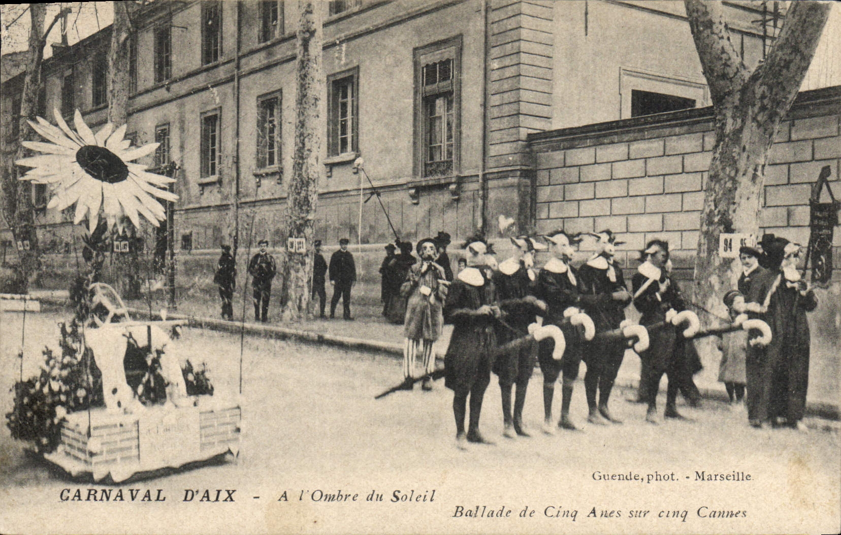 Vintage Postcard Carnival of Aix In the shade of Aix sun in Provence Ballade of five donkeys out of five canes