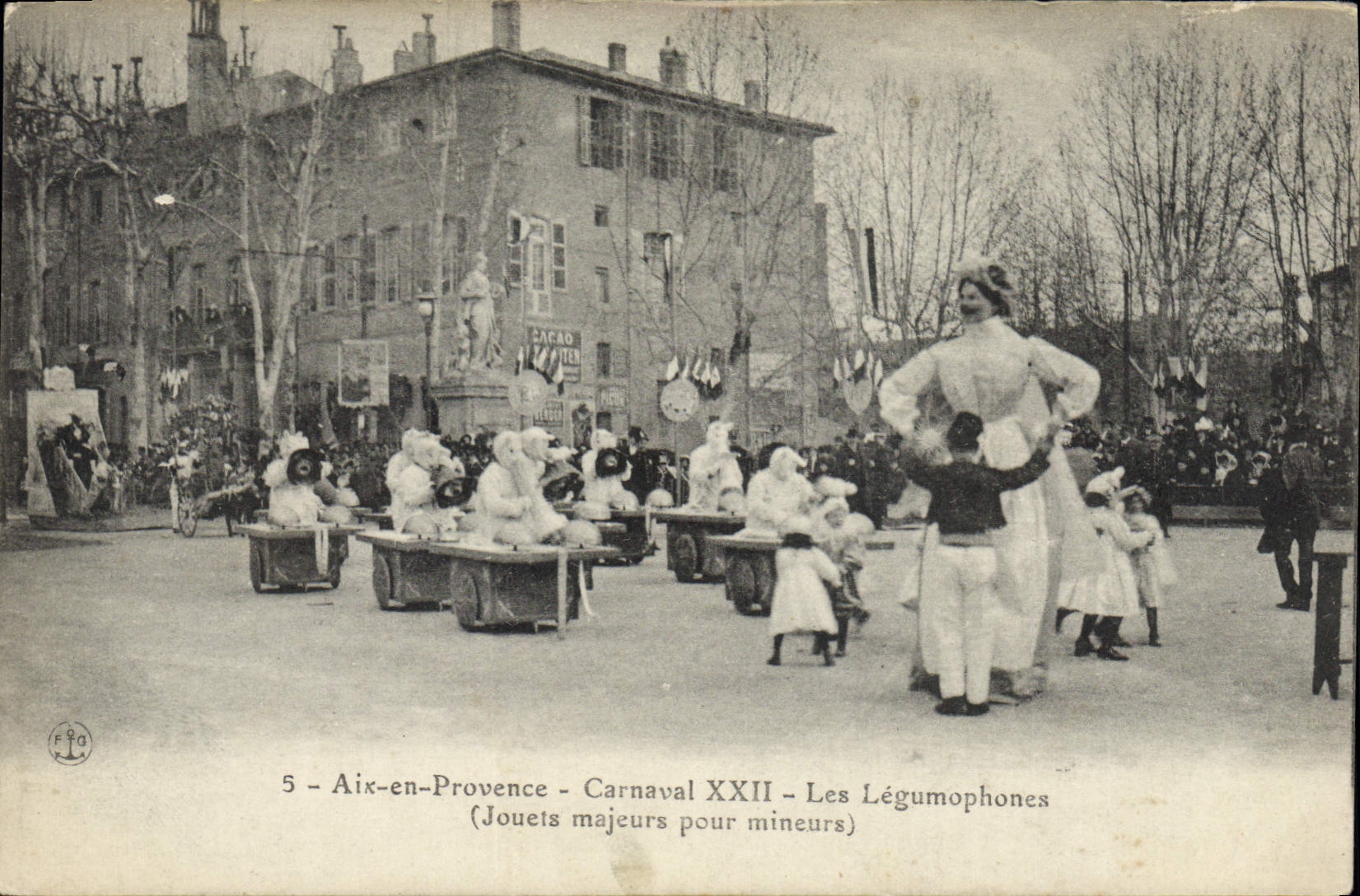 Postal Carnaval XXII el Legumophones Juguetes principales para mineros Aix en Provence
