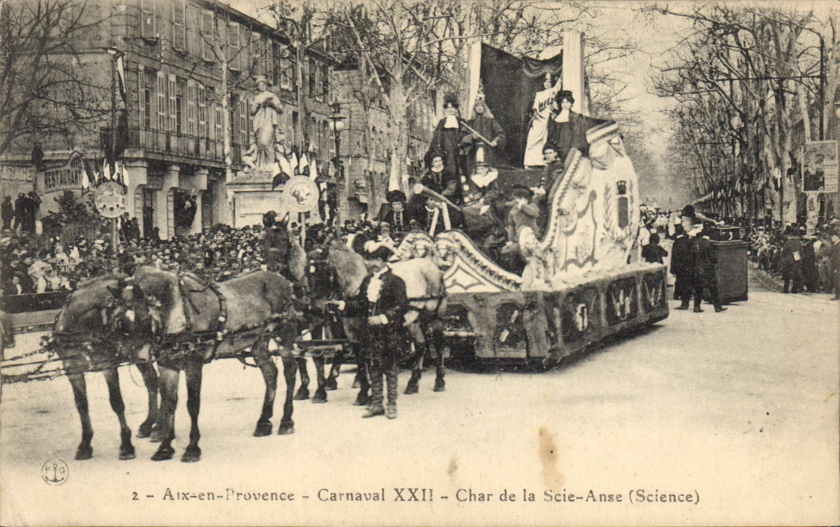 Vintage Postcard Carnival XXII Tank of the Saw Handle Aix Science in Provence