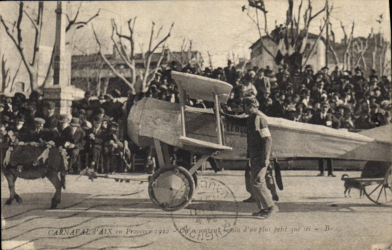 CPA Carnaval d'Aix en Provence 1922 Avion Aviation Ane Mule 