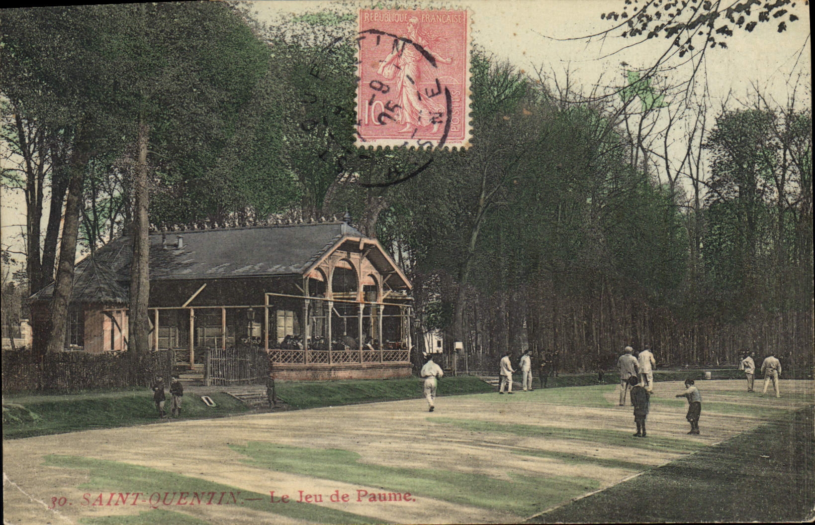 Vintage Postcard Tennis Saint Quentin play of Palm