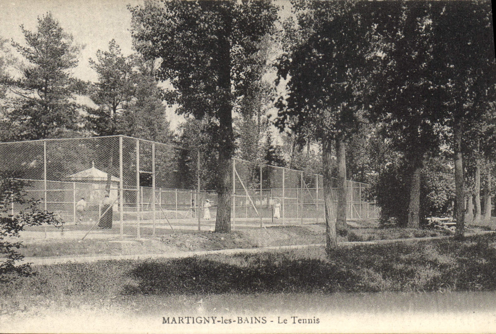 Vintage Postcard Martigny Tennis Baths