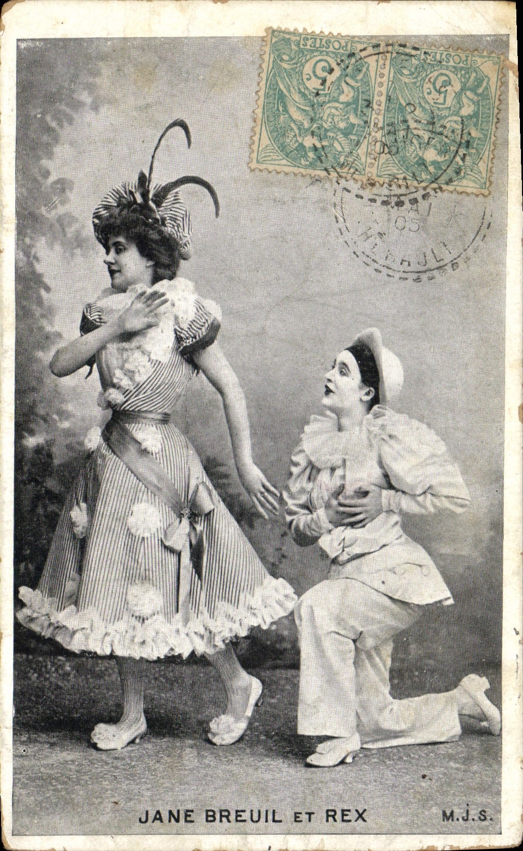 CPA Fantaisie Pierrot Pierrots Jane Breuil et Rex 