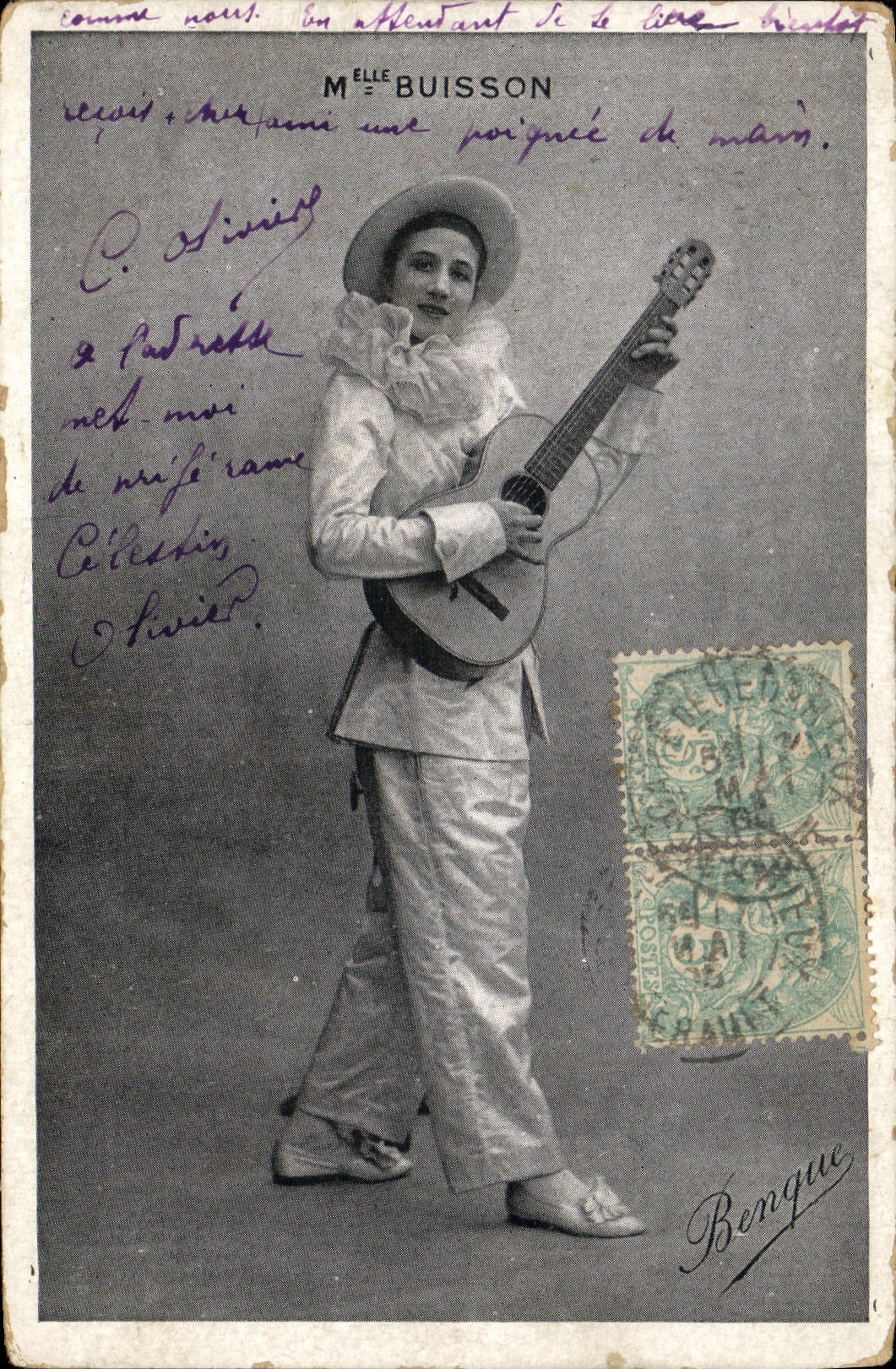 Vintage Postcard Fantasy Pierrot Pierrots Miss Buisson