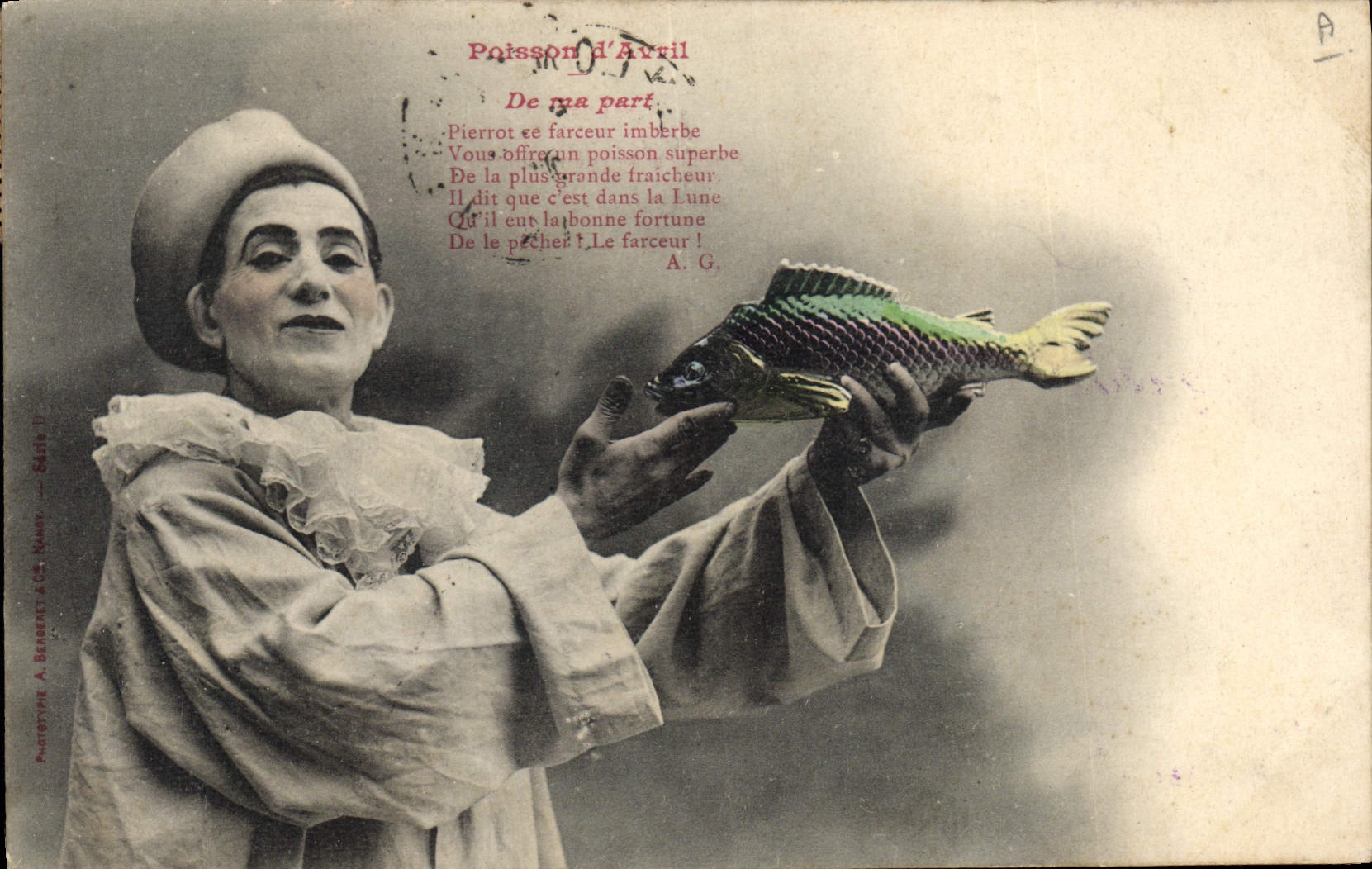 CPA Fantaisie Pierrot Pierrots Poisson d'Avril 