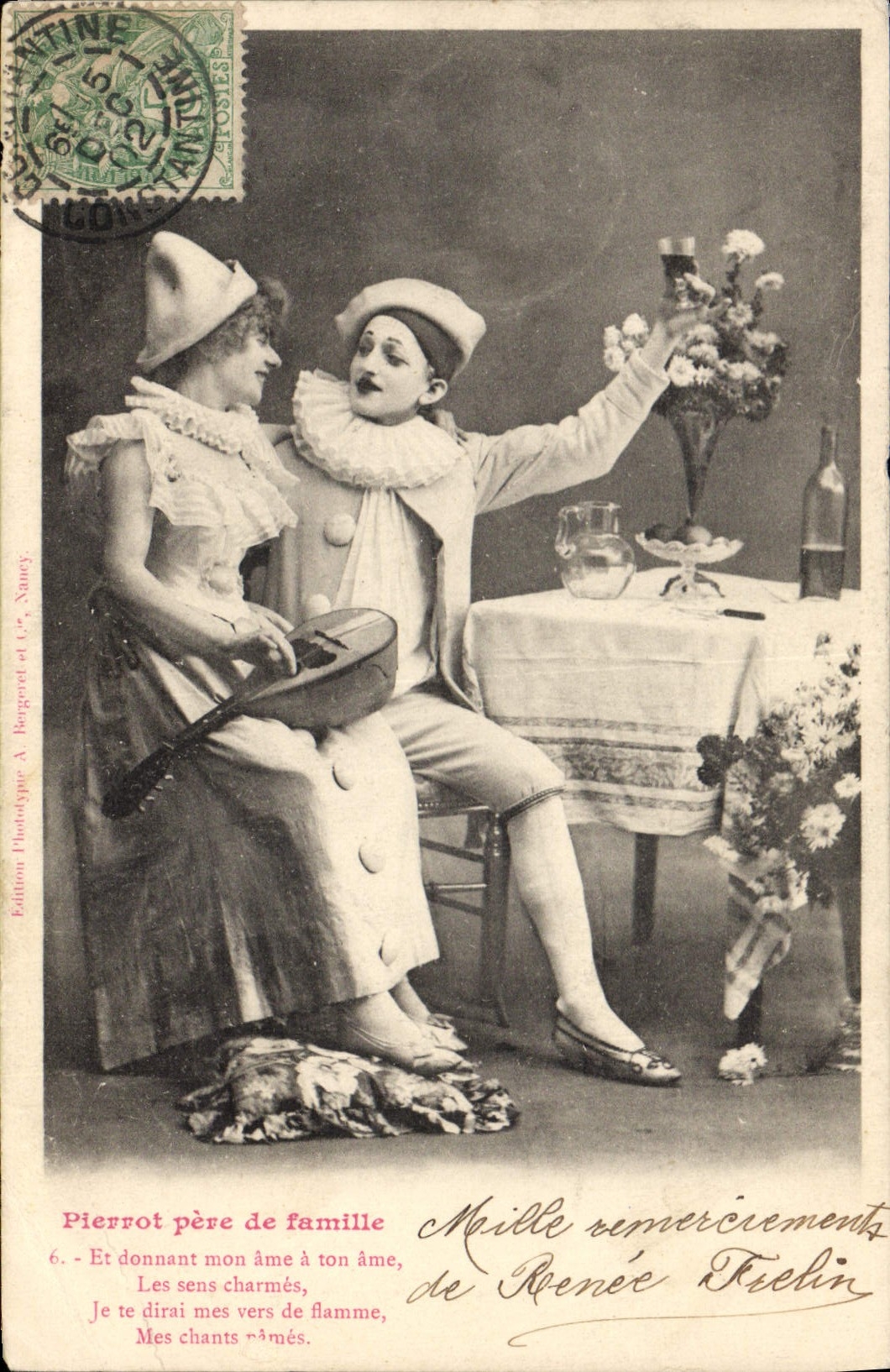 CPA Fantaisie Pierrot pere de famille Pierrots 