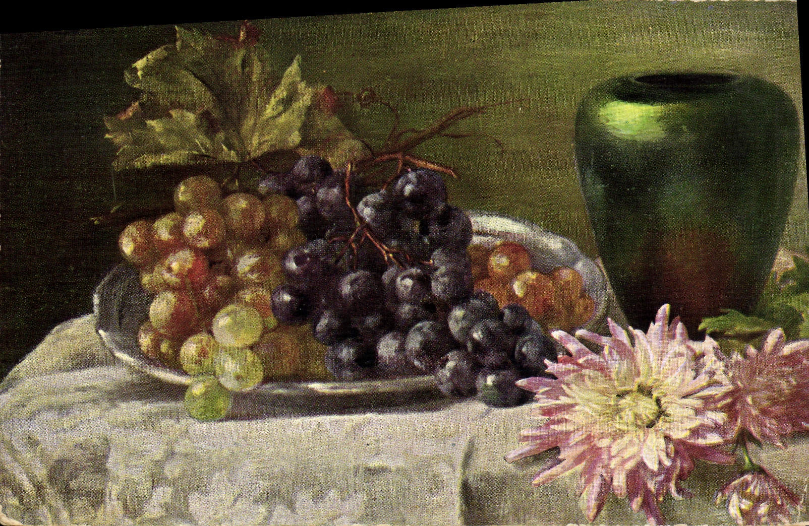 Vintage Postcard Still life Fantasy Grapes