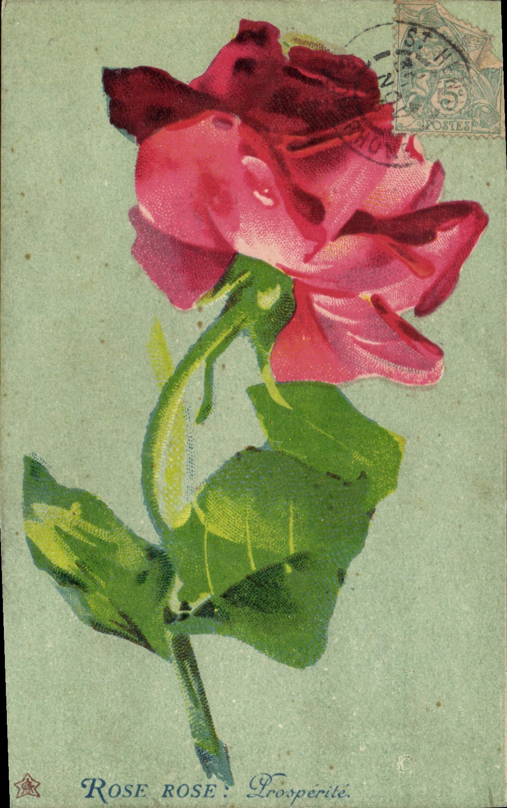 Vintage Postcard Fantasy Pink Flowers Rose Prosperity