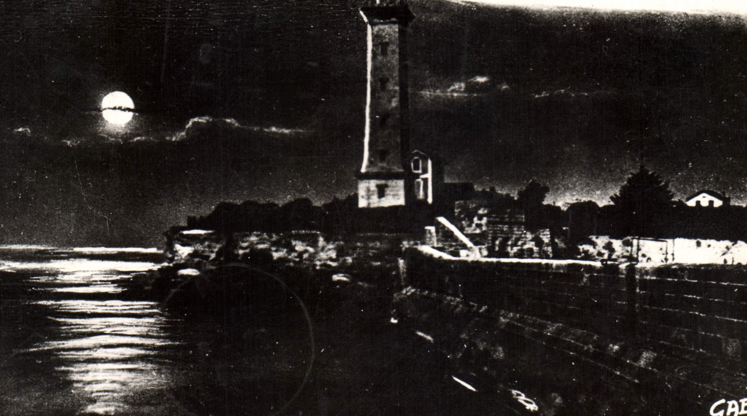 Modern Postcard Holy Headlight Georges de Didonne the headlight Night effect