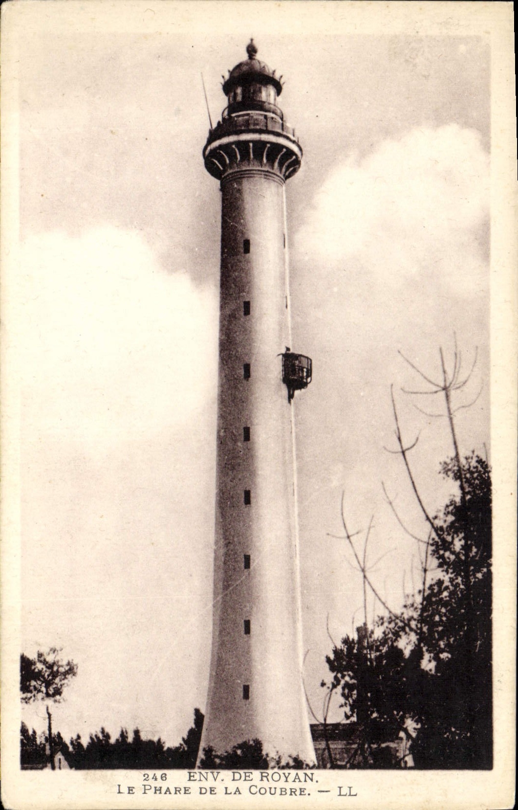 Vintage Postcard Headlight of the Curved Surroundings of Royan