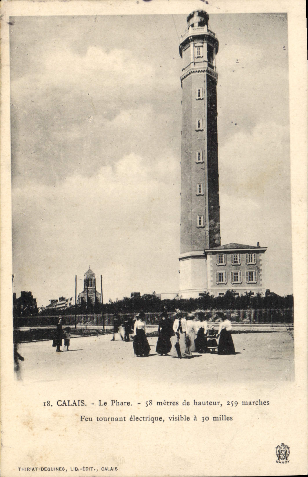 Vintage Postcard Headlight electric turning Calais Fire