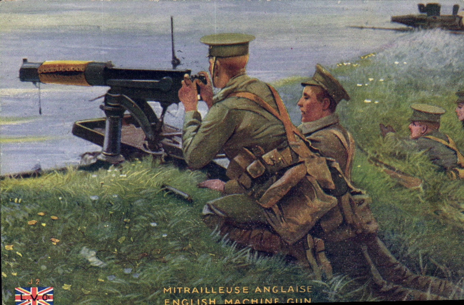 CPA Militaria Mitrailleuse anglaise 