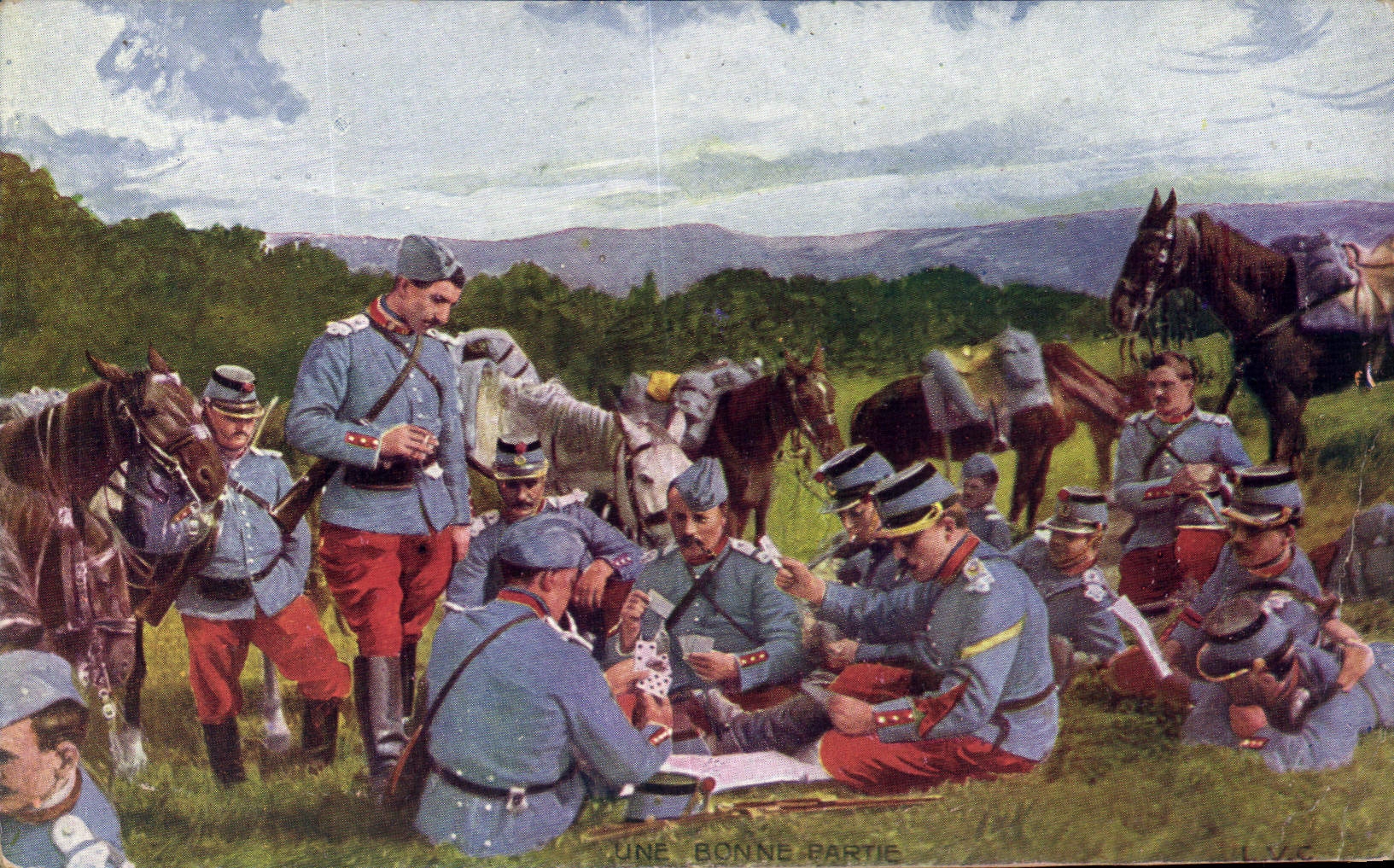 CPA Militaria Une bonne partie de cartes 