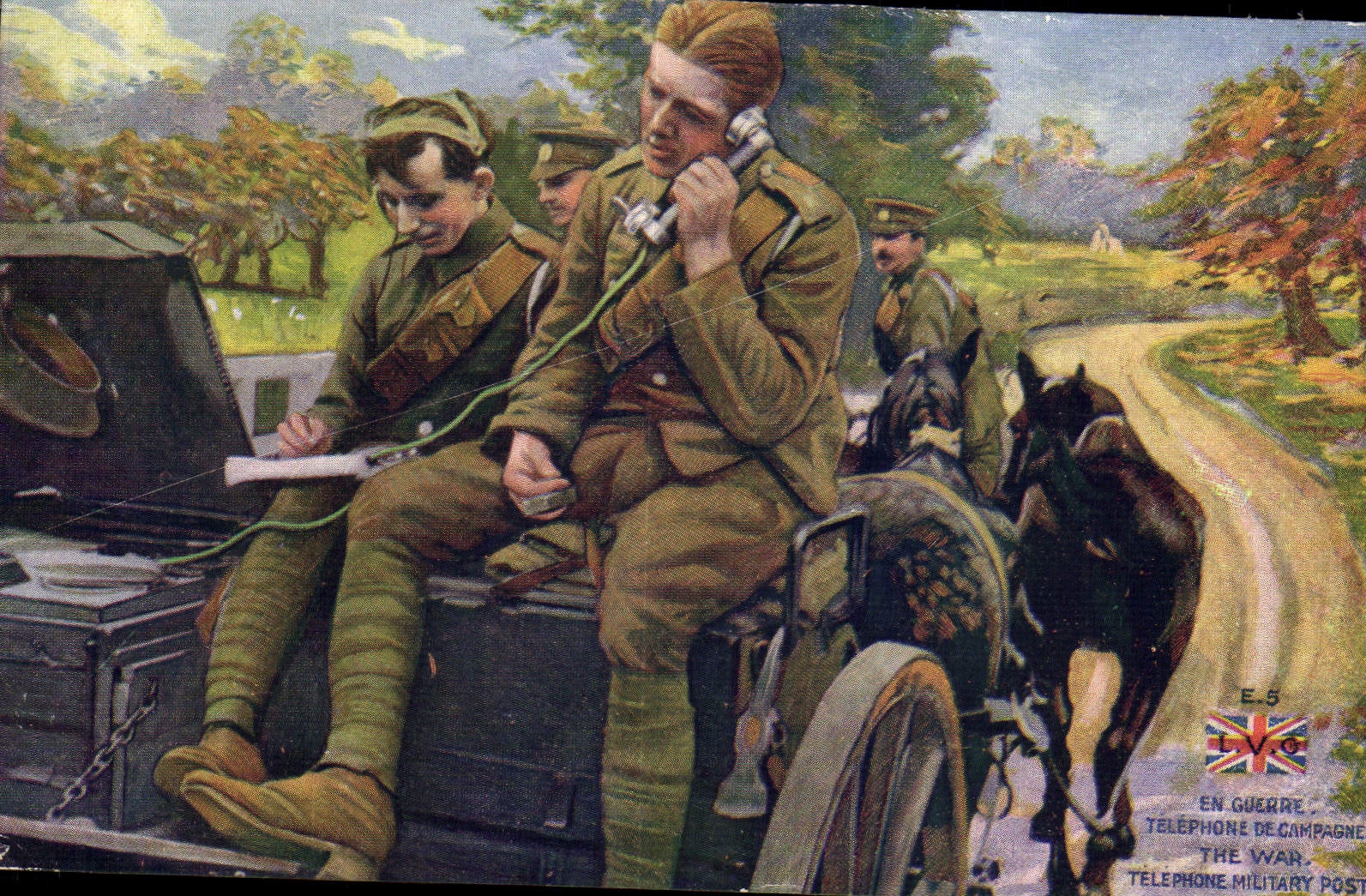 CPA Militaria Telephone de campagne 