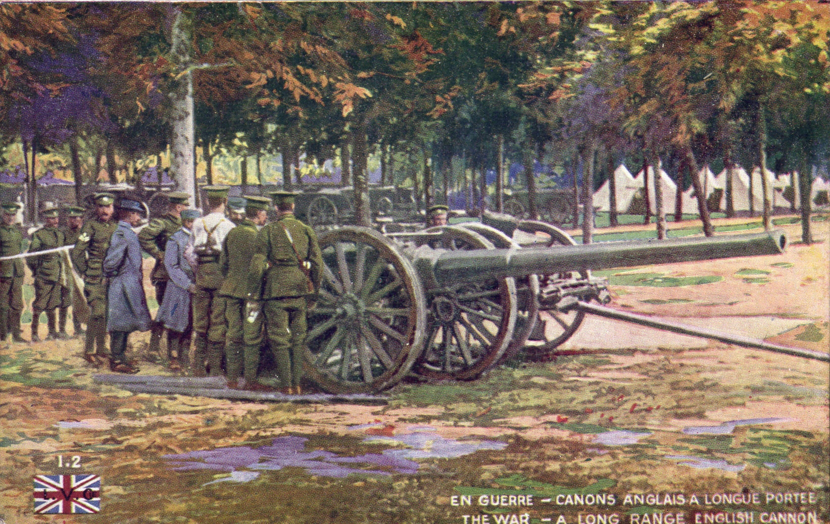 CPA Militaria Canons anglais a longue portee 