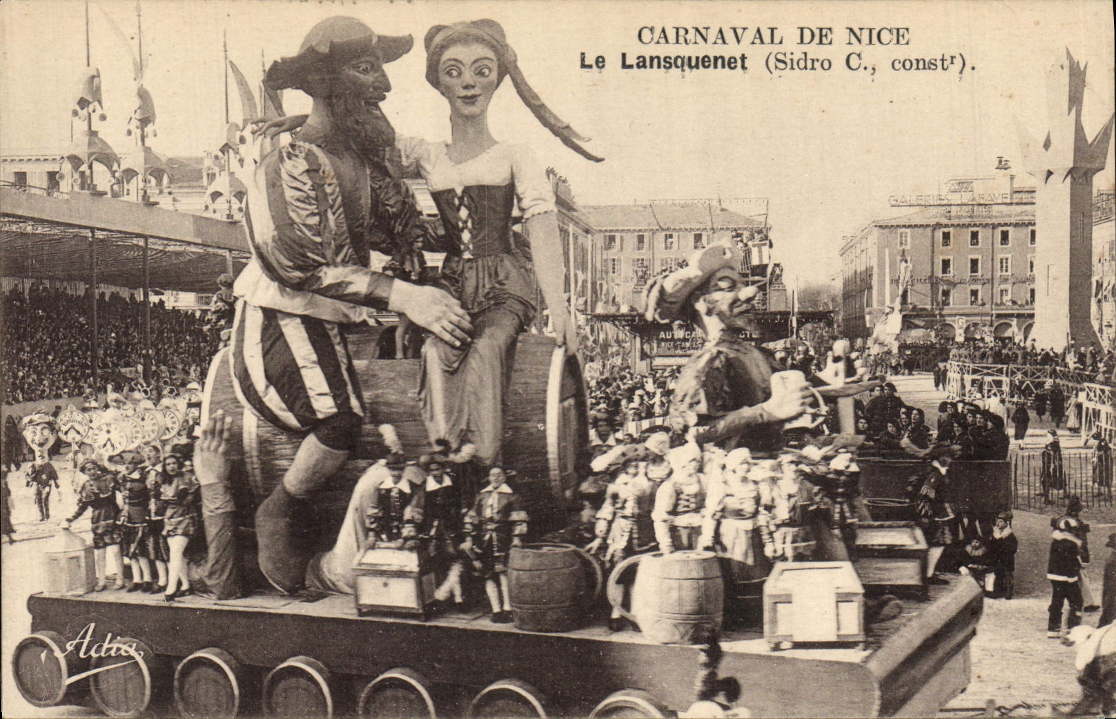 Vintage Postcard Carnival of Nice the Lansquenet