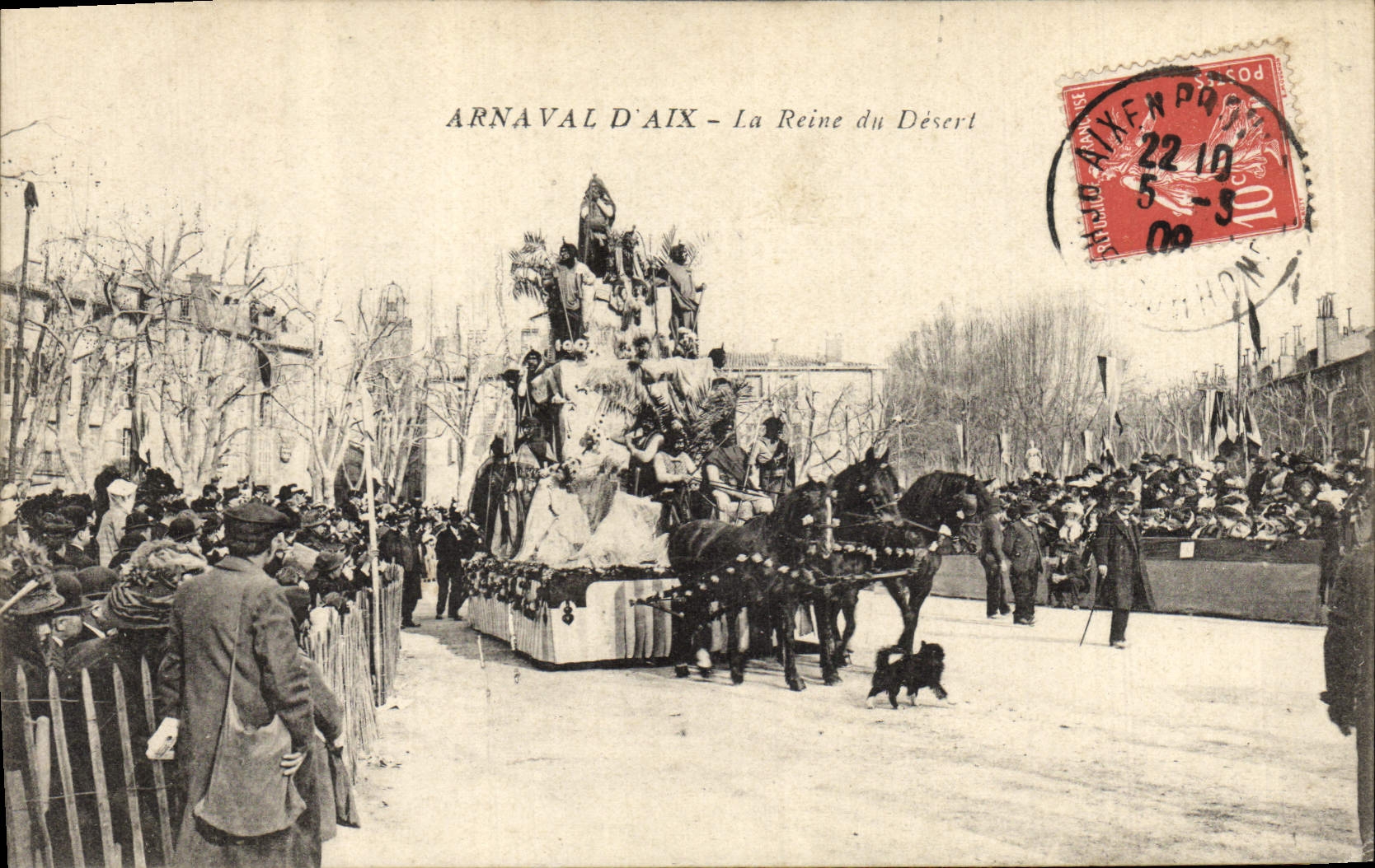 Vintage Postcard Carnival of Aix Aix in Provence the queen of the desert