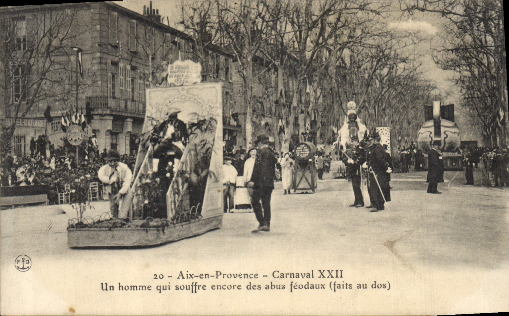 Vintage Postcard Carnival XXII Aix in Provence a man who still suffers from the feudal abuses made with the back