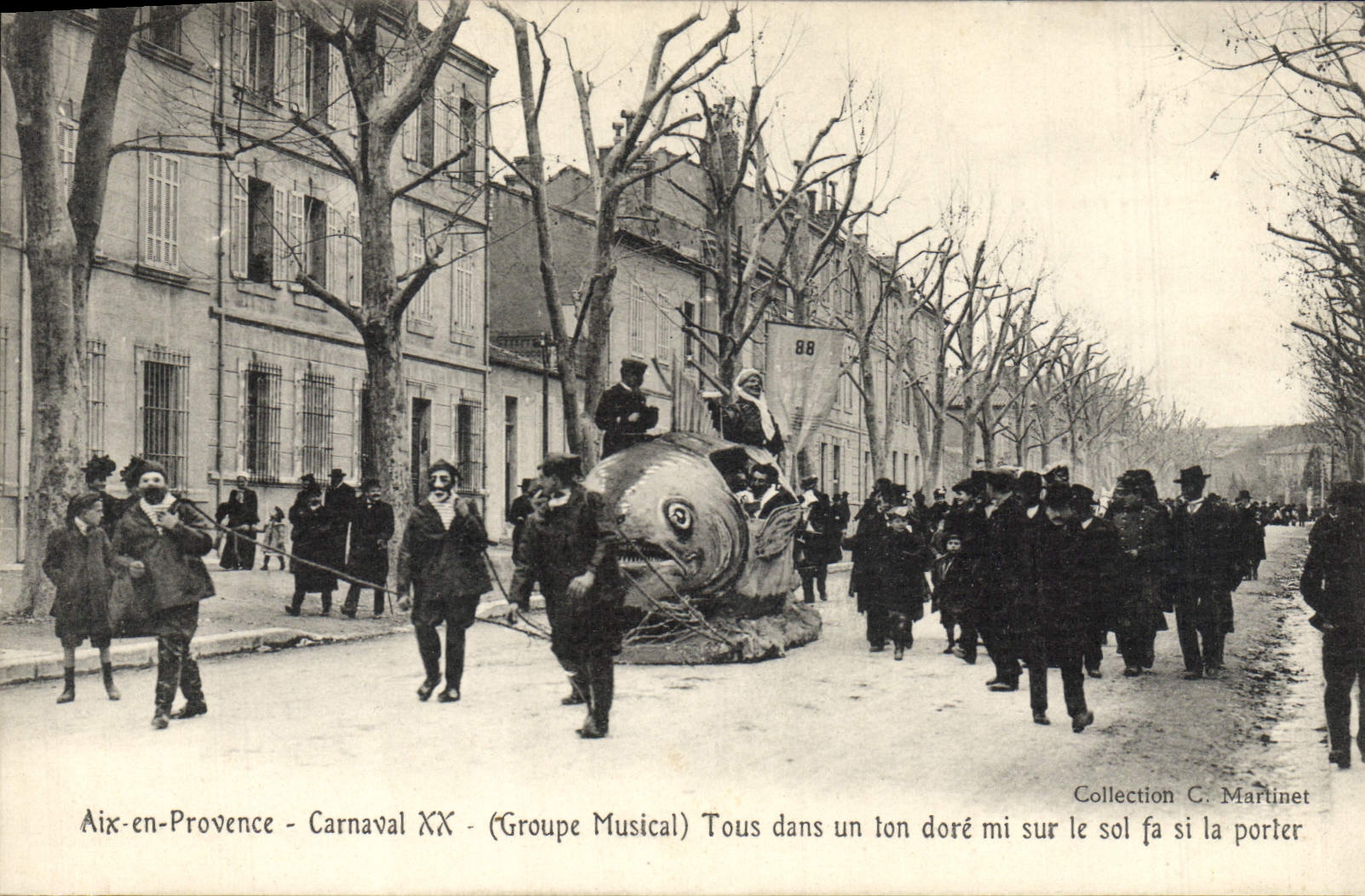 Vintage Postcard Carnaval XX Aix in Provence Groups musical Poisson