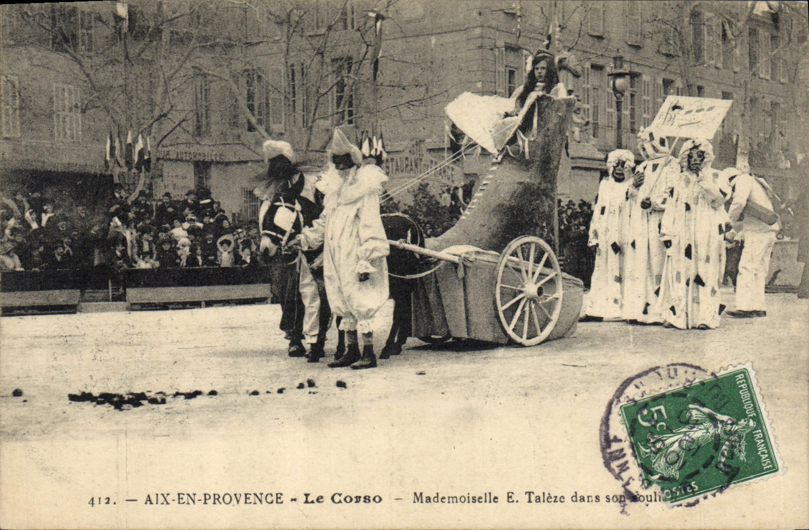 Postal Carnaval el Corso Aix en Provence Señorita E Taleze