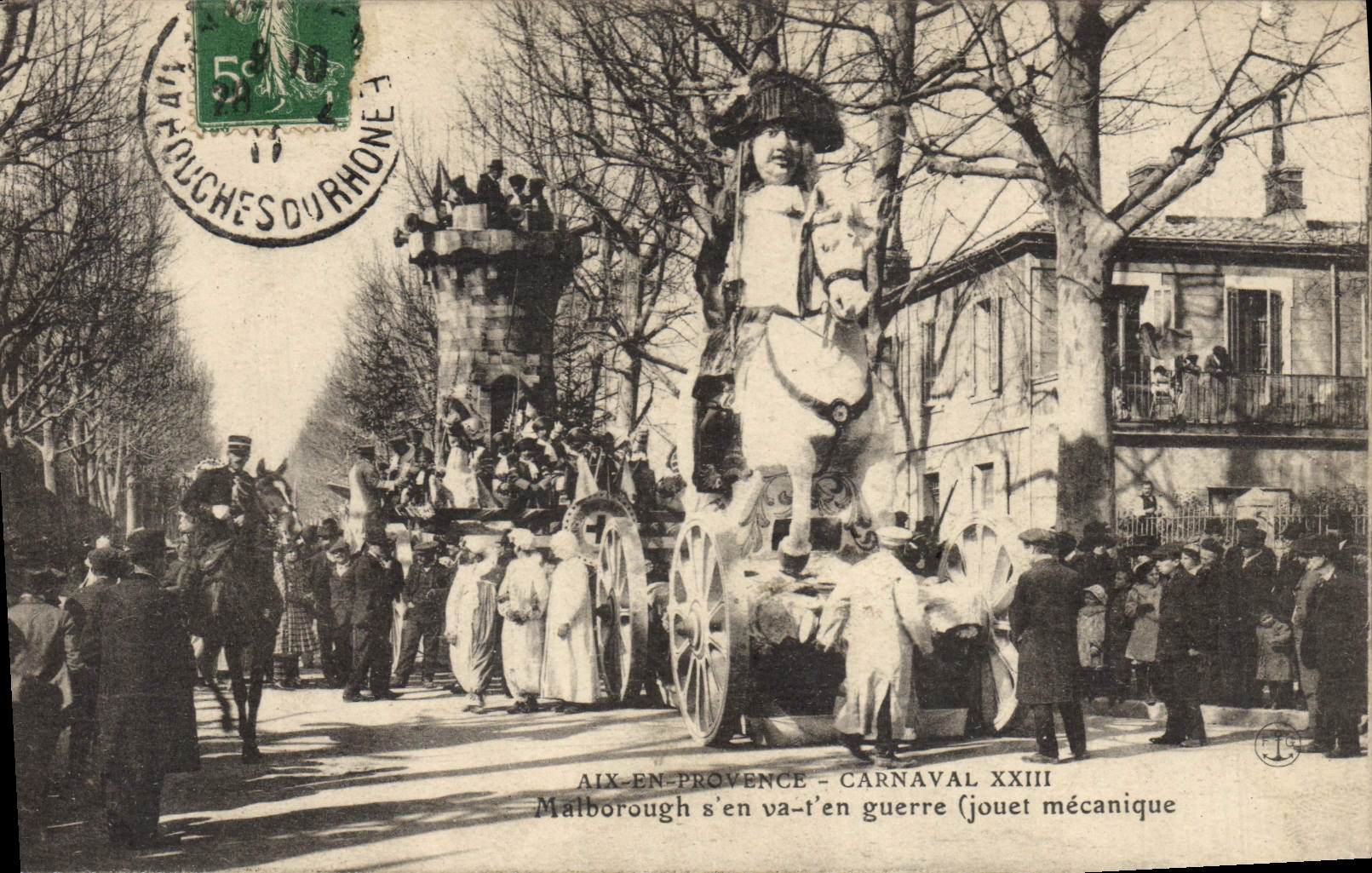 Vintage Postcard Carnaval XXIII Malborough from goes away you in Mechanical war Jouet Aix to Provence