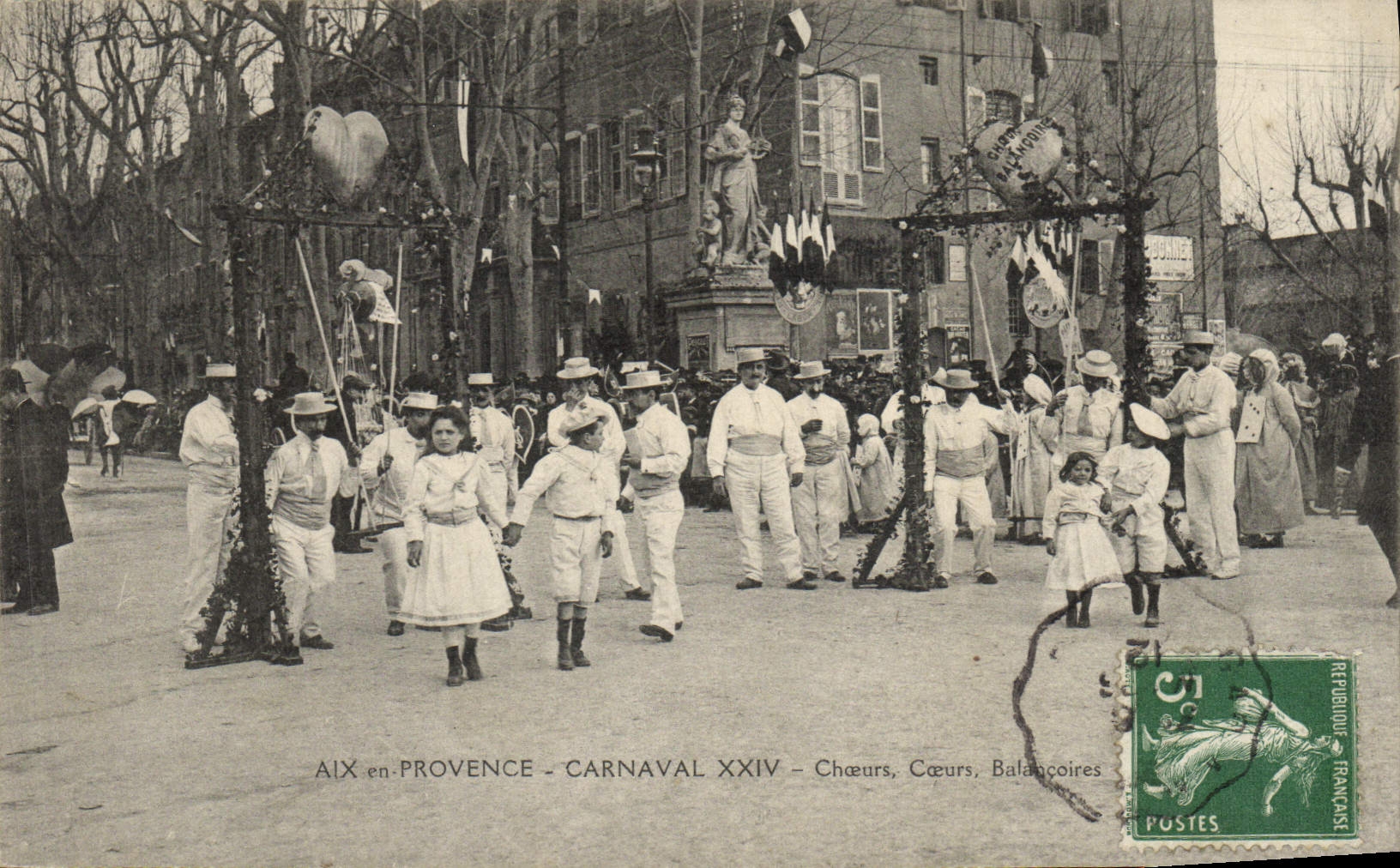 Vintage Postcard Carnival XXIV Aix in Provence Choruses Hearts Swings