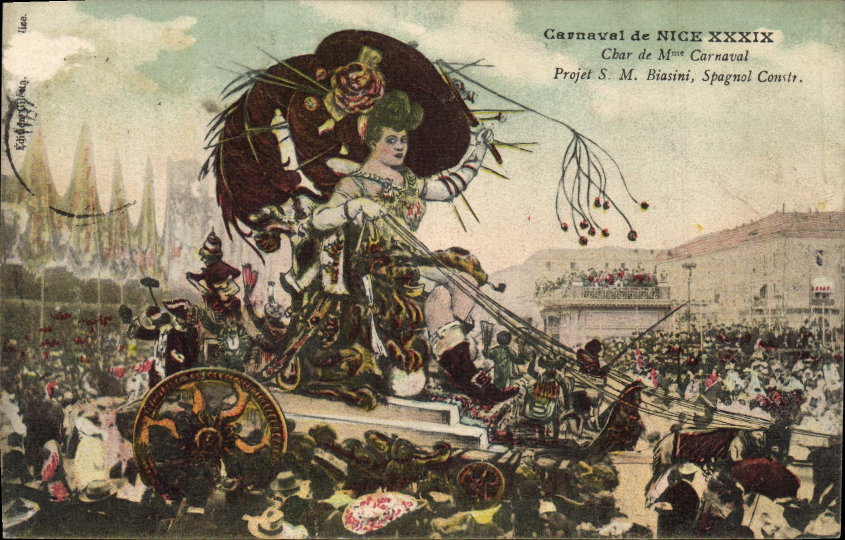 Vintage Postcard Carnival of Nice XXXIX Tank of Mrs. Carnaval
