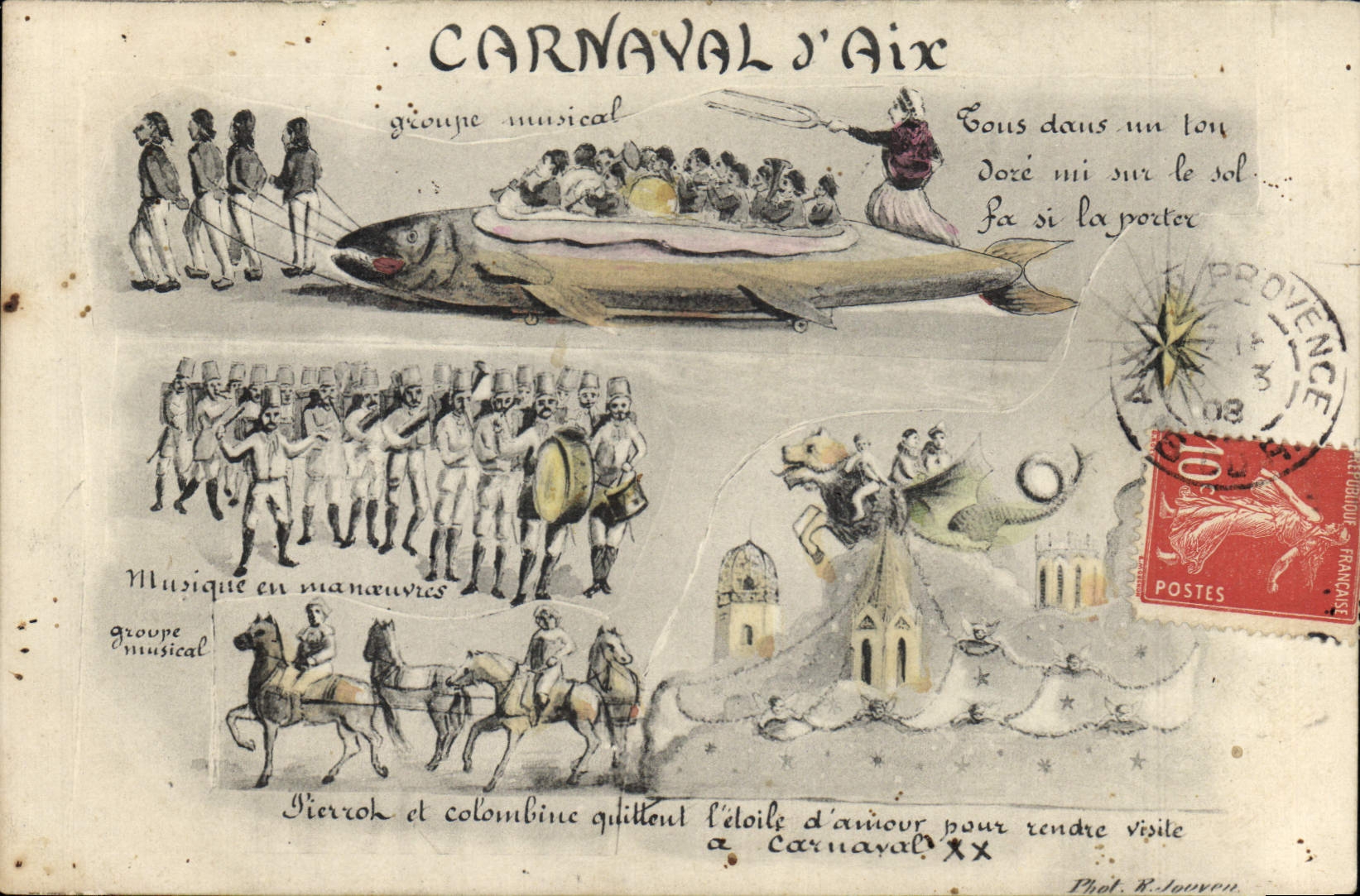 CPA Carnaval d'Aix Aix en Provence Poisson 