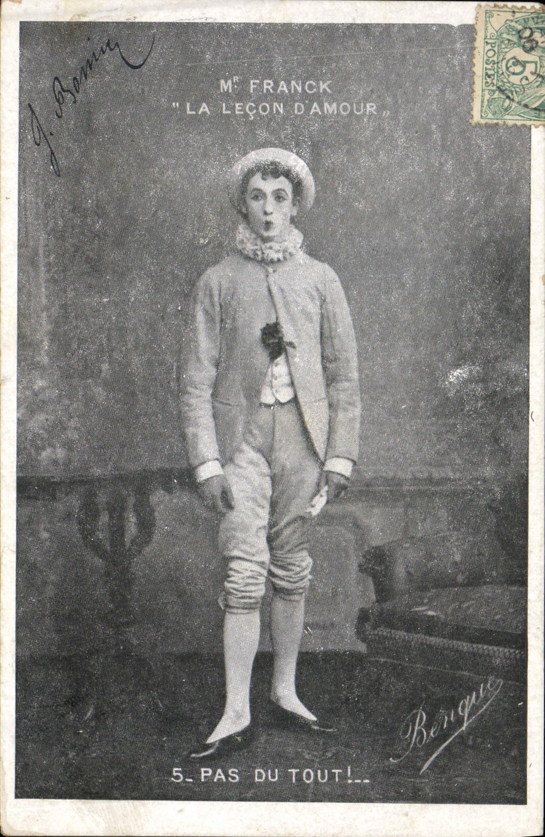 Vintage Postcard Pierrot Pierrots Mr. Franck the lesson of love