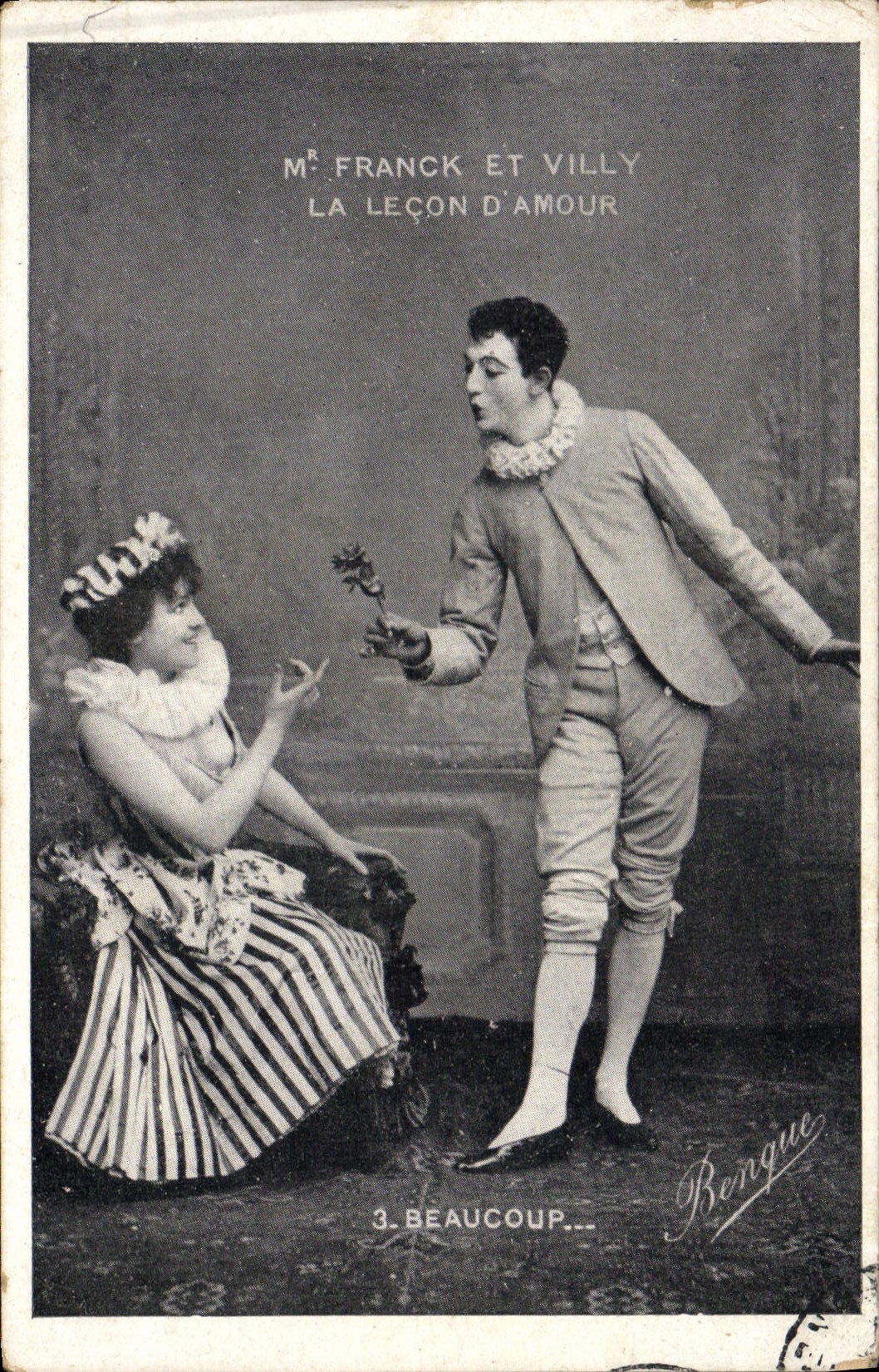 Vintage Postcard Pierrot Pierrots Mr. Franck and Willy the lesson of love
