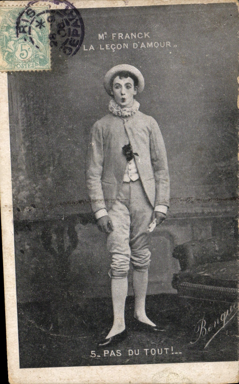 Vintage Postcard Pierrot Pierrots Mr. Franck Lesson of love