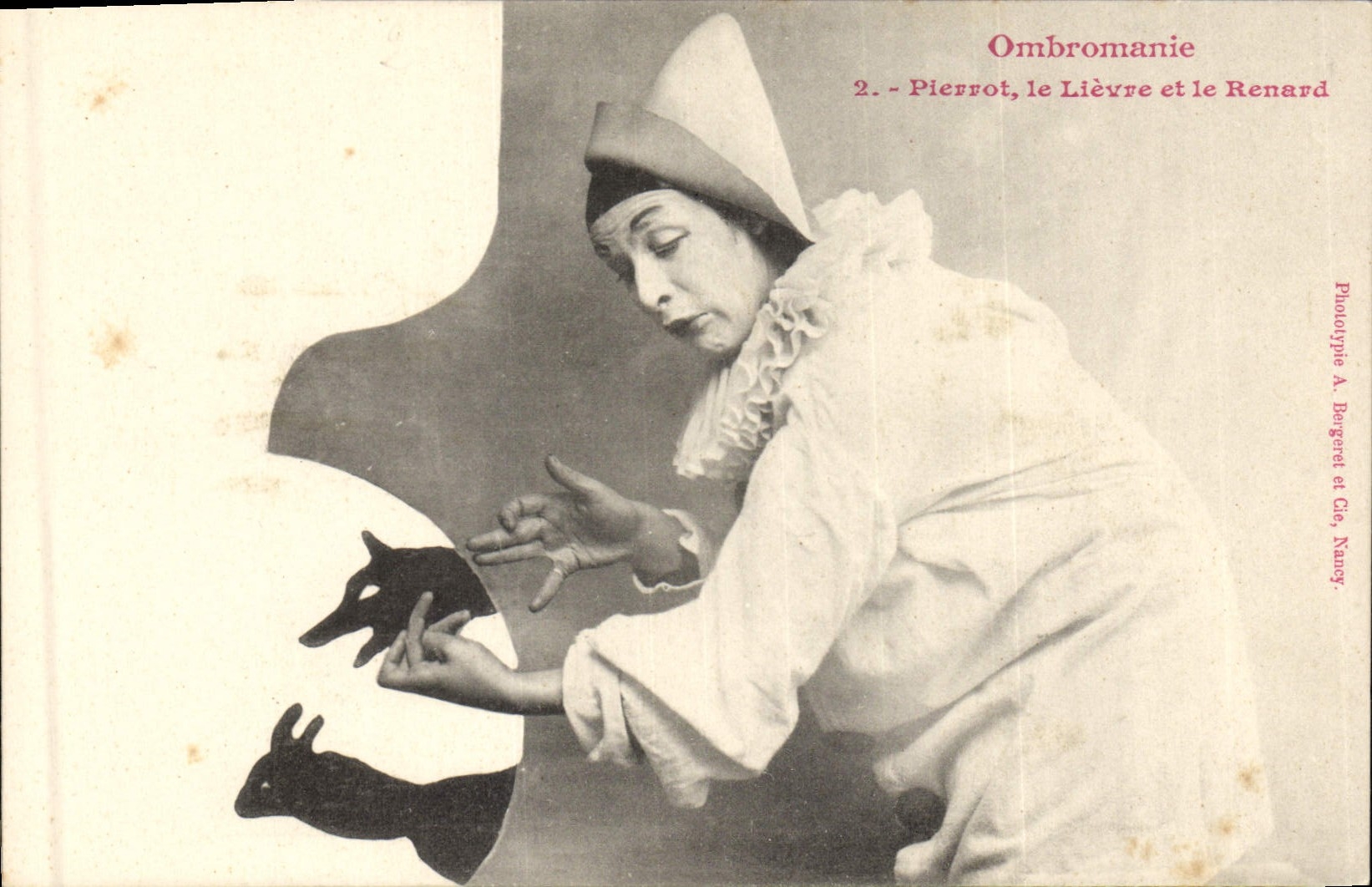 Vintage Postcard Pierrot Ombromanie Pierrots Lieve and the fox