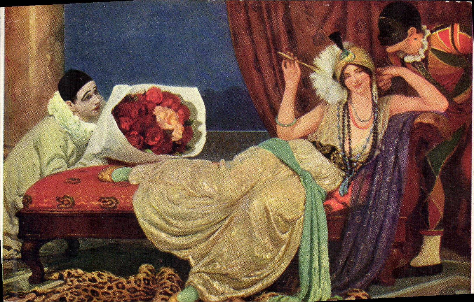 Vintage Postcard Pierrot Pierrots Laurens sighing Them