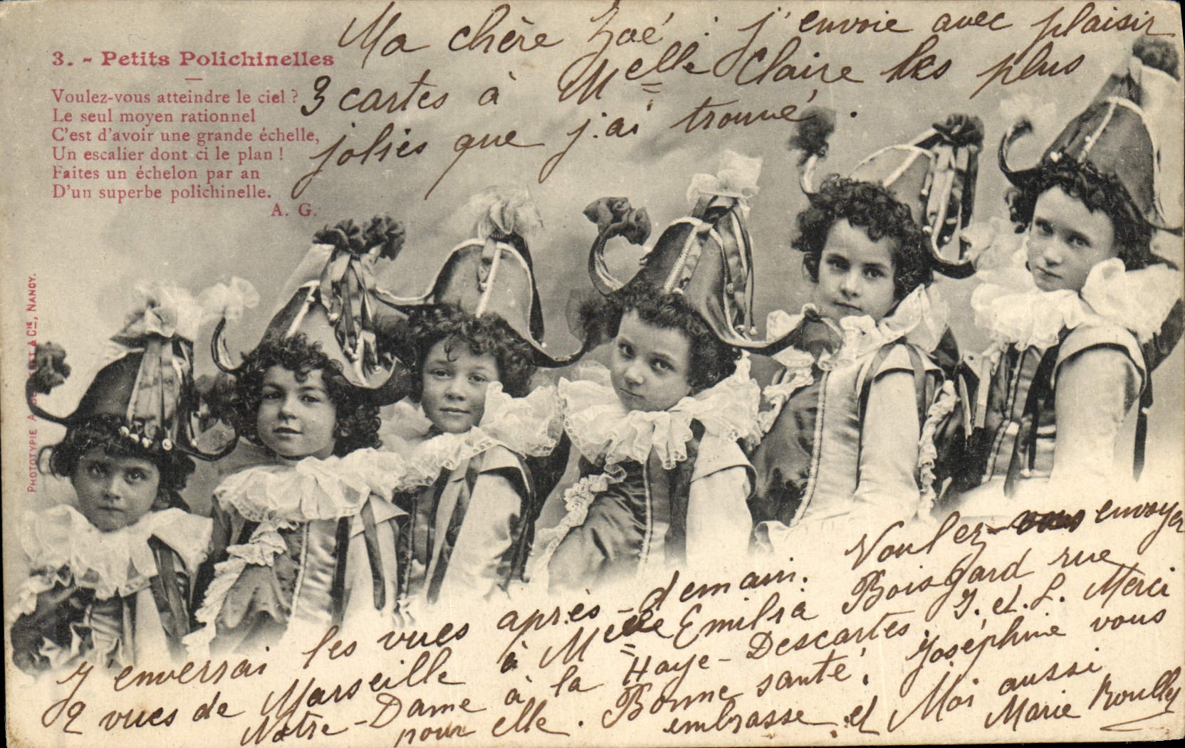 Vintage Postcard Pierrot Small Pierrots Polichinelles