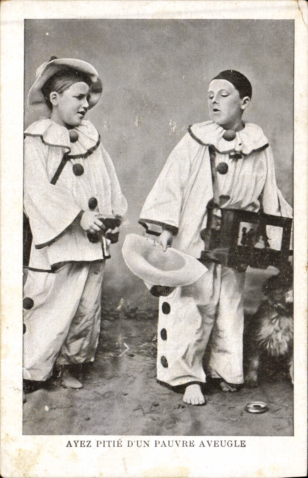 Blind Vintage Postcard Pierrot Pierrots