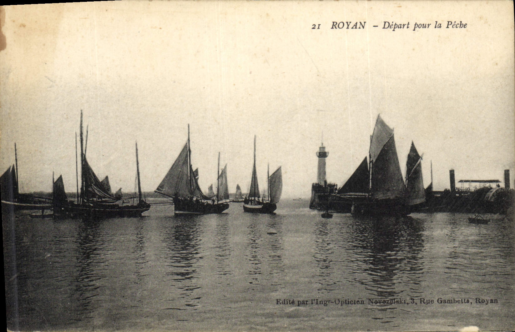 Vintage Postcard Headlight Departure for the Royan sin