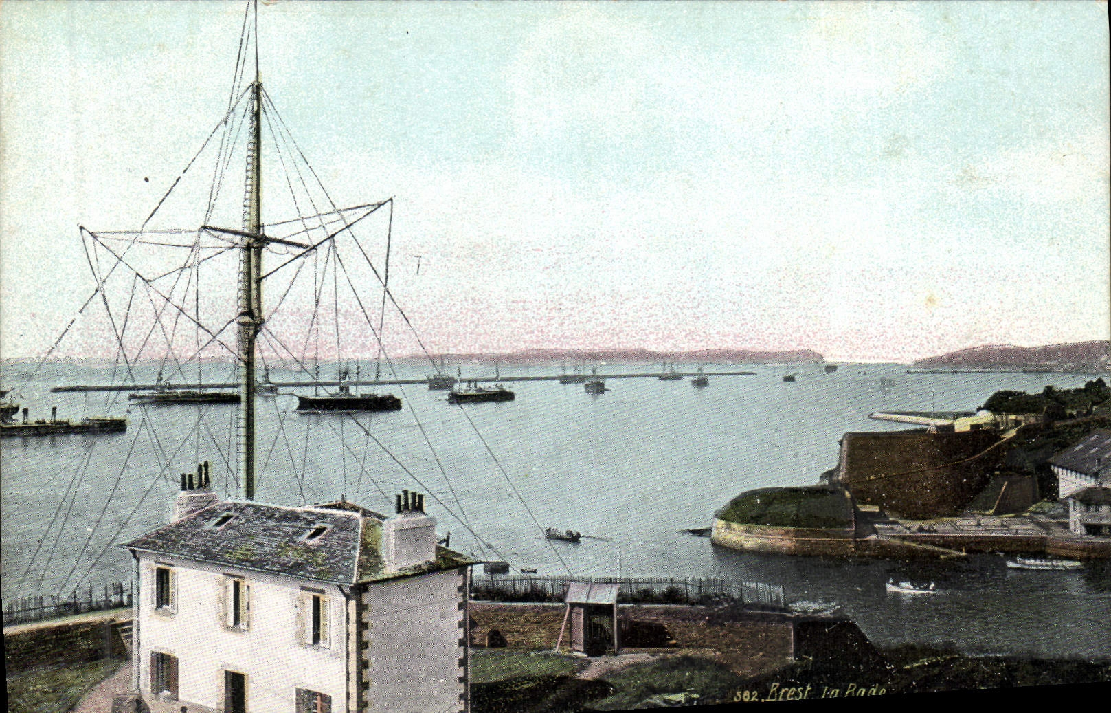 Vintage Postcard Brest Headlight Roads