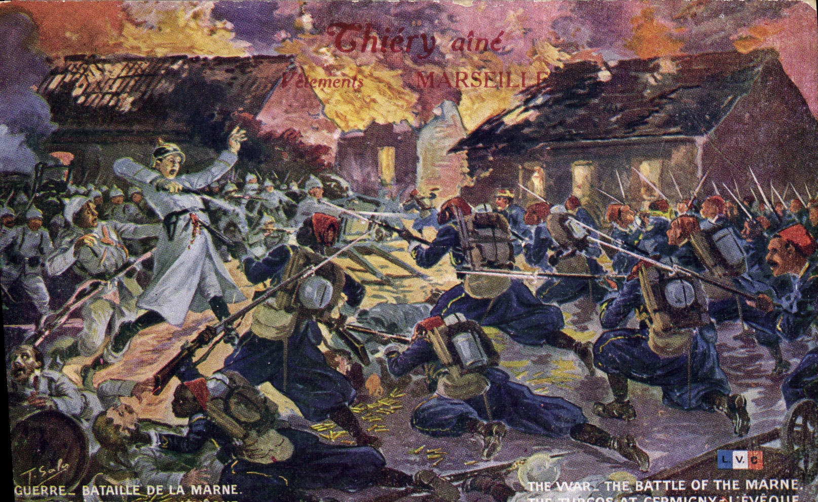 Postal Militaria Batalla de la Marga los turcos a Germigny el Obispo