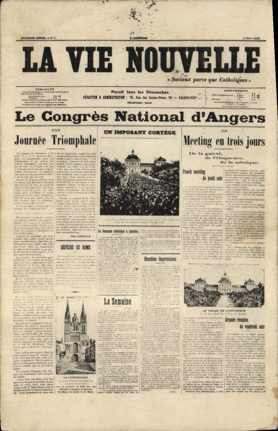 CPA Journaux Journal La vie Nouvelle Le Congres National d'Angers TOP