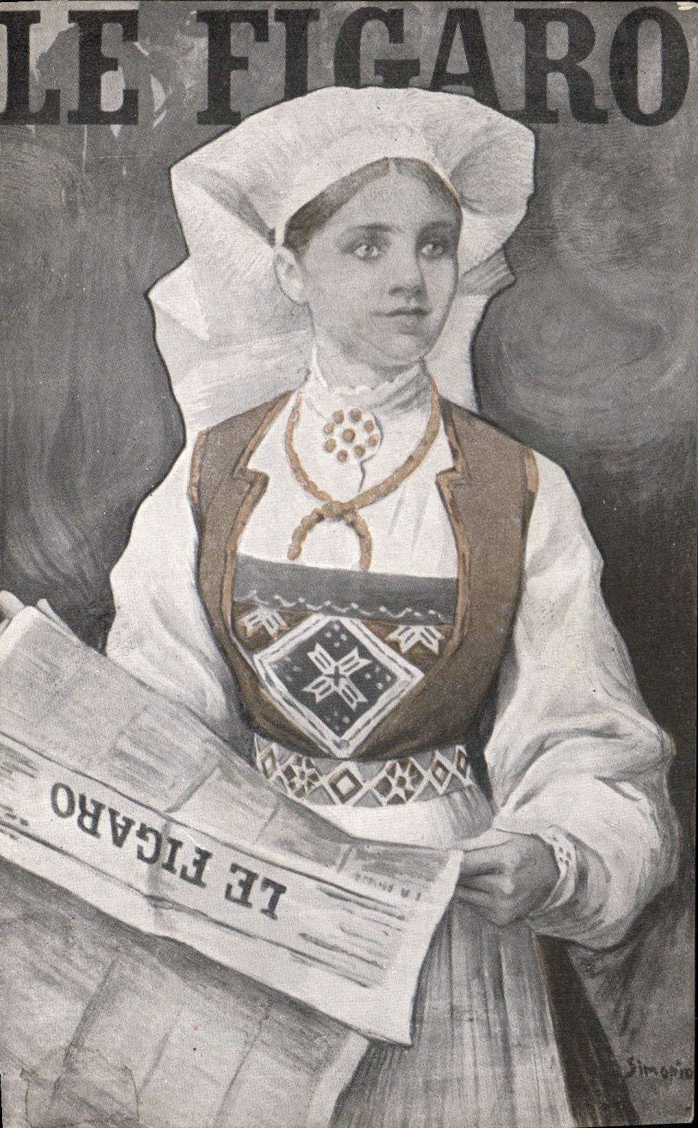 Vintage Postcard Fantasy Newspapers Newspaper Le Figaro SIGNAL