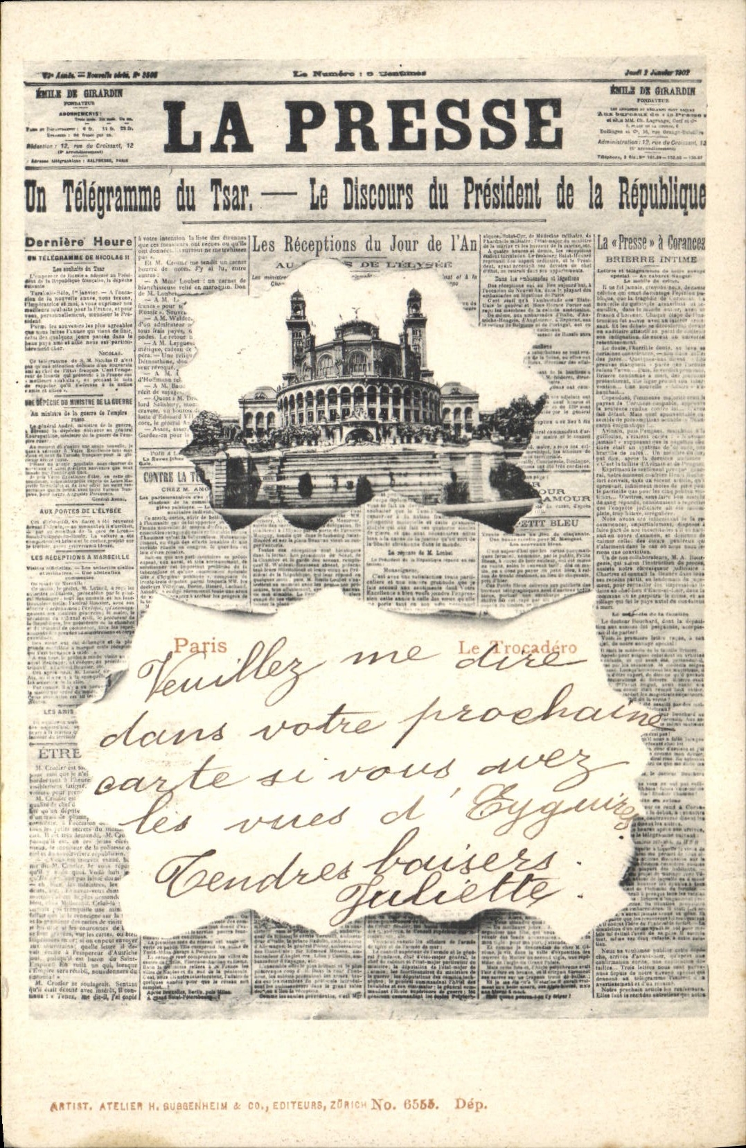 Vintage Postcard Fantasy Newspapers Newspaper the Press Trocadero Paris SIGNAL