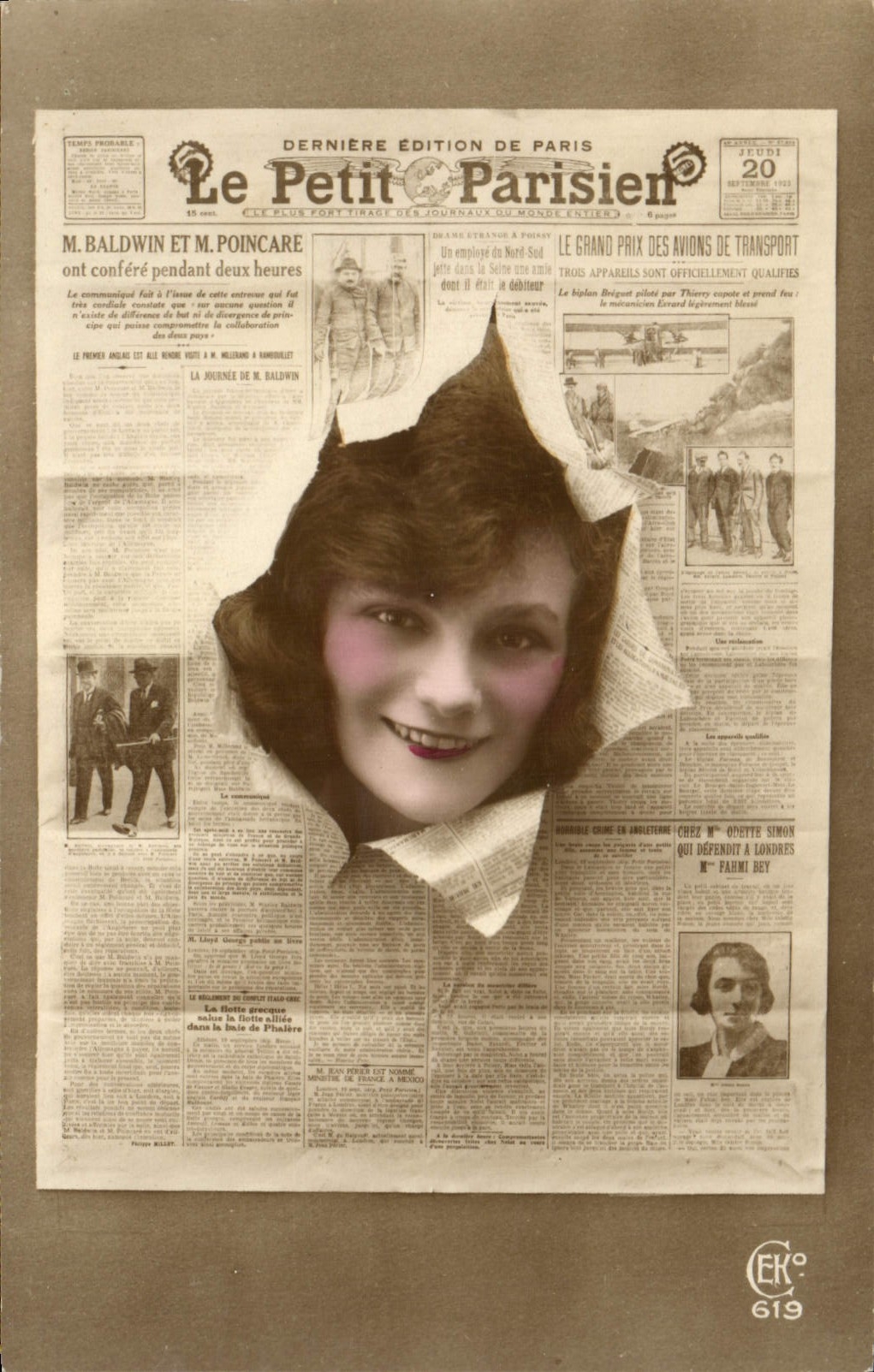 Vintage Postcard Fantasy Newspapers Newspaper Woman the Small Parisian