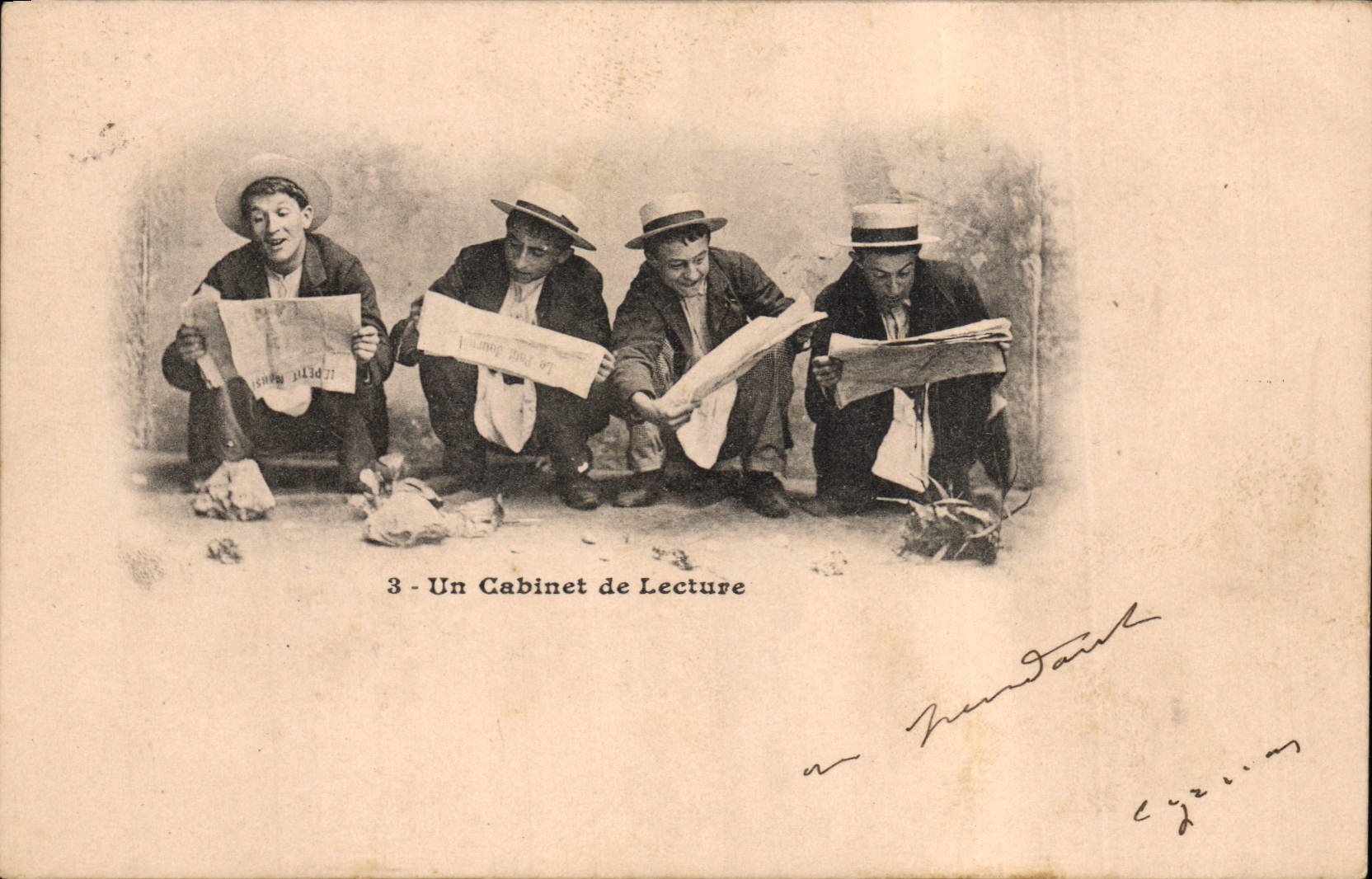 Vintage Postcard Fantasy Newspapers Newspaper a reading room