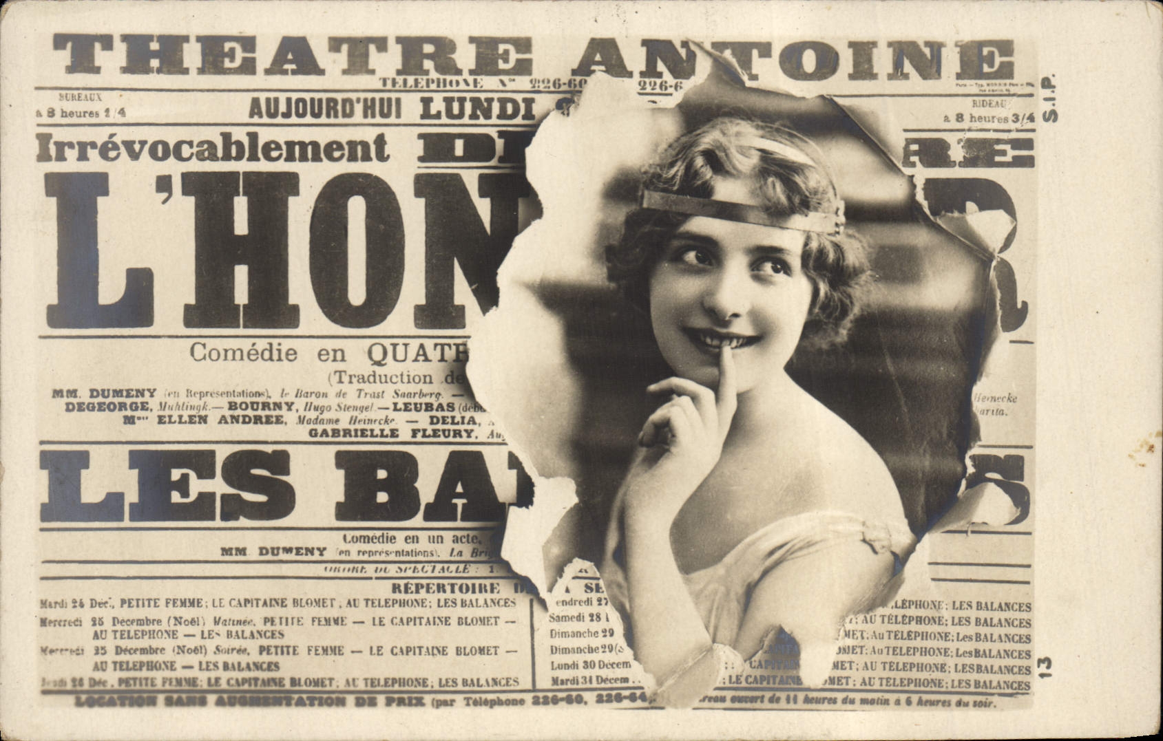 Vintage Postcard Fantasy Newspapers Newspaper Theater Antoine Femme
