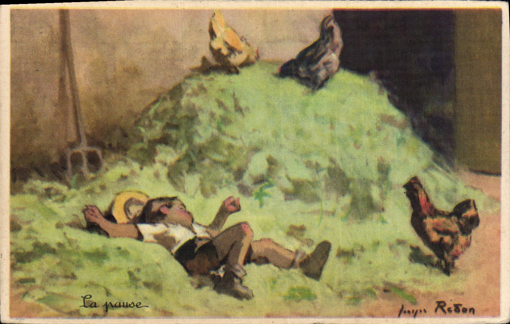 Vintage Postcard Child the pause Colonies