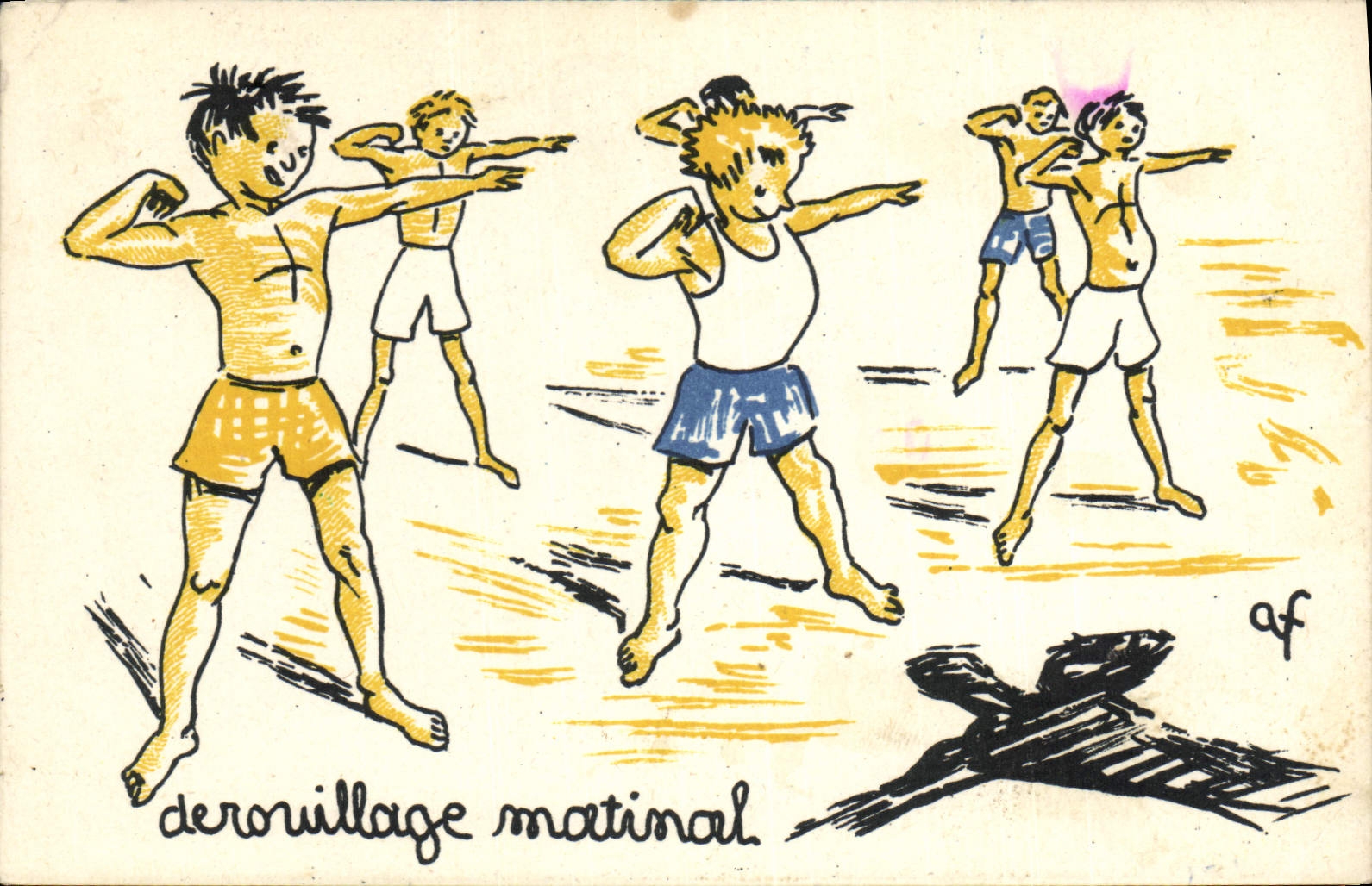 Vintage Postcard Children morning Derusting Colonies