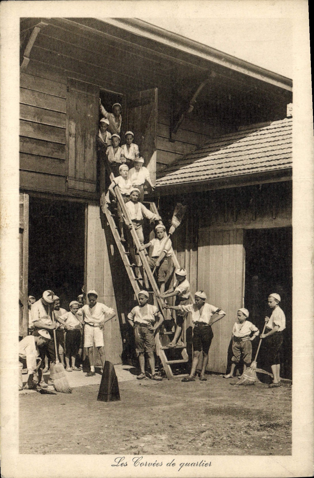 Vintage Postcard Children Colonies drudgeries of district Street of Bercy Paris 12th Edges of the Lake Leman 1915
