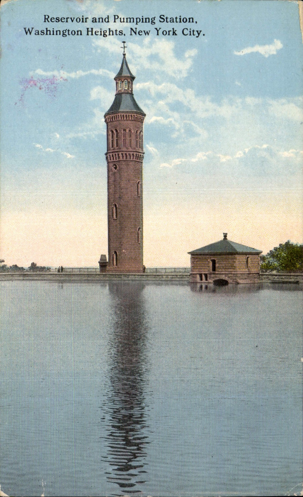 Vintage Postcard Tower water Tank and Pumping station Washington Heights New York City